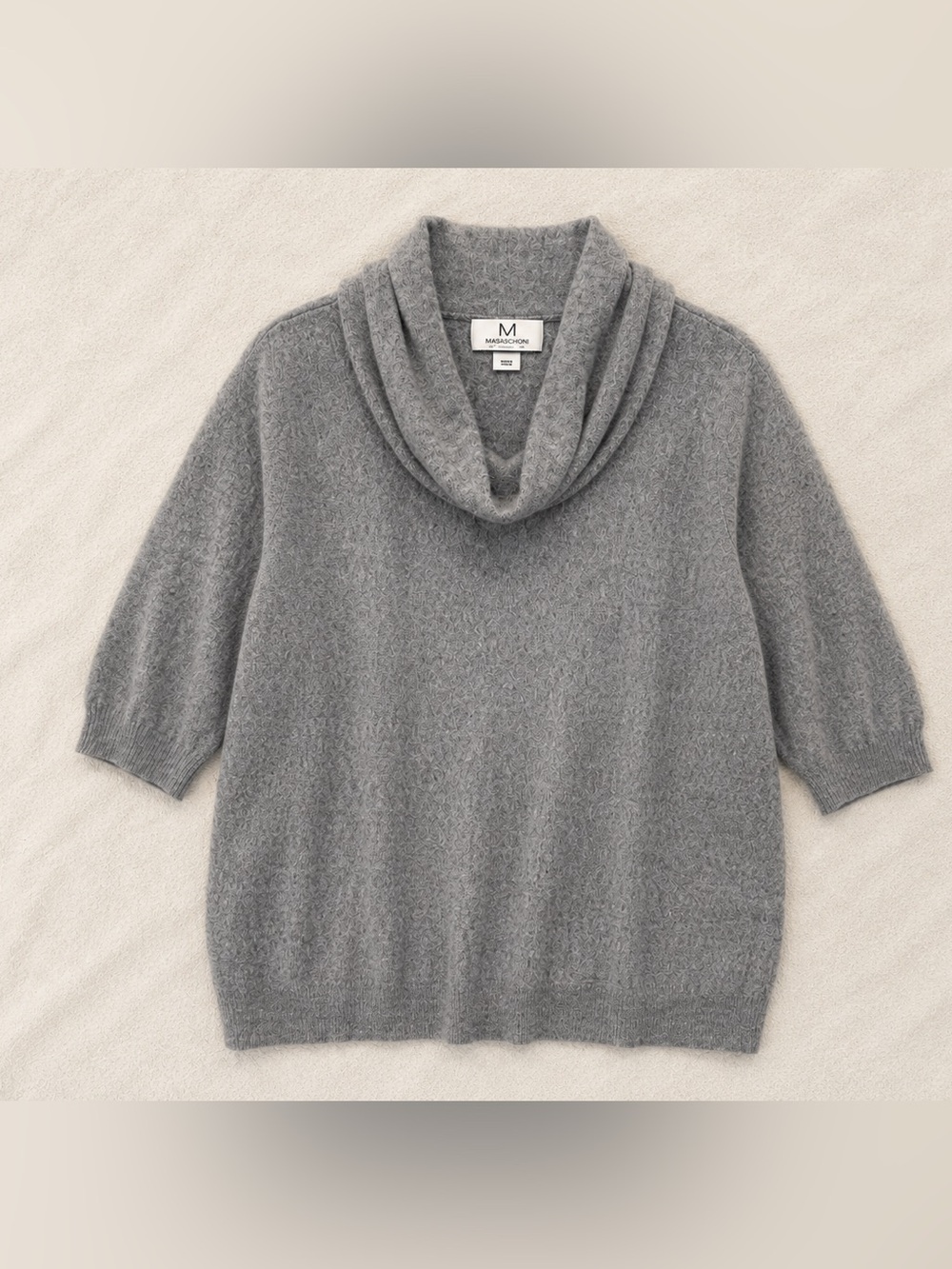 Magaschoni 100% Cashmere Sweater Gray Cowl Neck Tunic Pullover Women’s Large